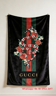 Gucci Red Snake & Roses on Web Stripe Flannel Blanket throw blanket IMG_2640